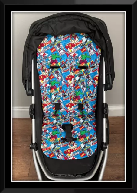 Nuevo Sillón Marvel Pram Liner Almohadillas De Pecho Buggy Hecho A Mano Vengadores