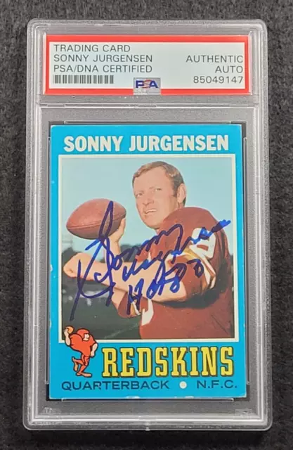 Rare 1971 SONNY JURGENSEN Signed Topps Card-HOF-WASHINGTON REDSKINS-PSA