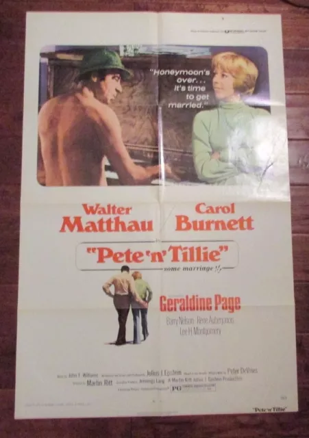 1973 Pete 'n' Tillie 1-Sh Original Movie Poster FN+ 27x41 Carol Burnett