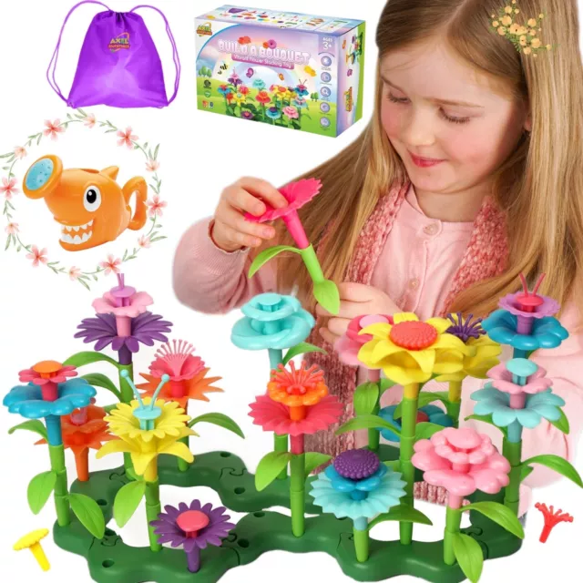 Construire un bouquet 112 pièces construire un jardin de fleurs | jouet à tige pour tout-petits | cadeau filles 2