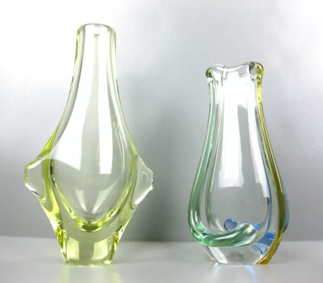 2 x Glas Vase Miroslav Klinger ? Czech ? Design Vintage 60er 70er Jahre Konvolut