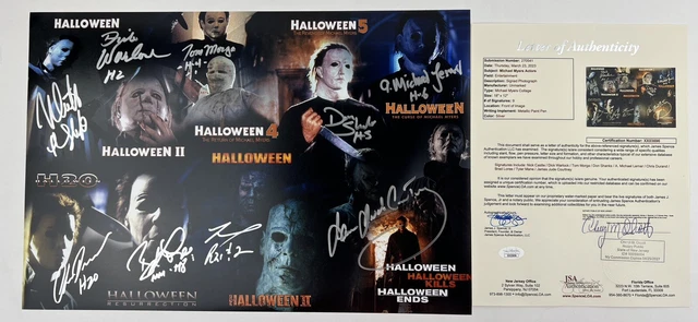 MICHAEL MYERS CAST X9 signed 12x18 Poster HALLOWEEN Nick Castle Dick Warlock JSA MICHAEL MYERS CAST X9 signed 12x18 Poster HALLOWEEN Nick Castle Dick Warlock JSA
