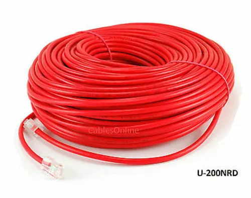 200ft CAT5e Red RJ45 UTP Ethernet LAN Network Non Boot Assembly Patch Cable