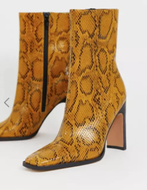Bottines Véritable Cuir Façon Serpent Marron Jaune Pointure 38 NEUVES DS L/BTE