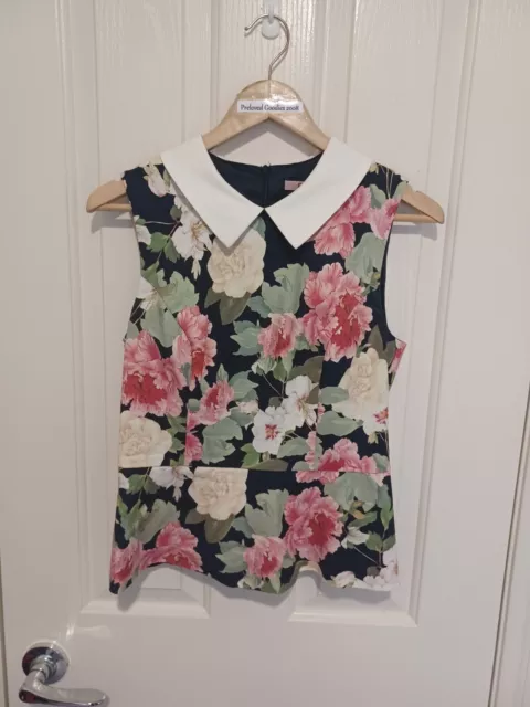 Review SIZE 10 Wonder Bloom floral collared peplum top