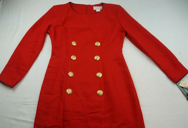 Vintage 90s 80s Jennifer Jeffries Women Red Cotton Sheath Dress NWT VTG C410