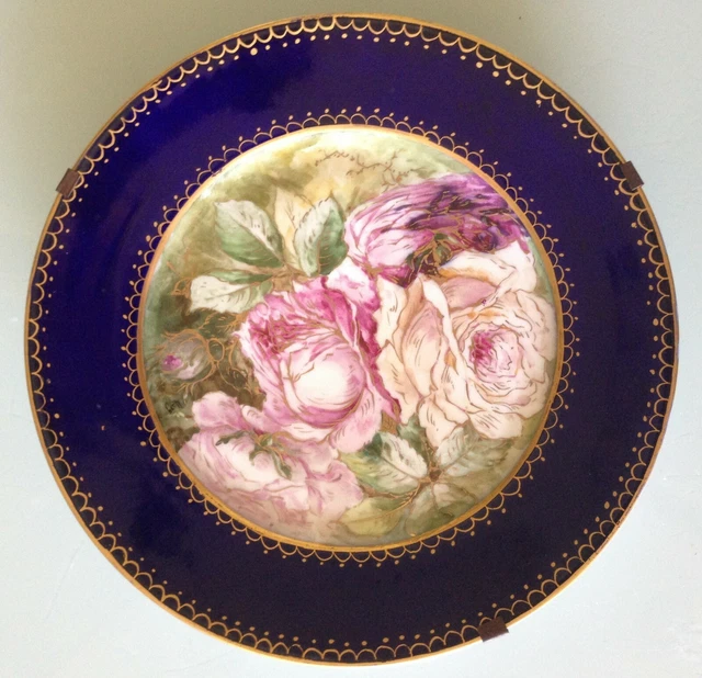 ASSIETTE PORCELAINE LIMOGES T&V TRESSEMANN & VOGT Rehaussé main
