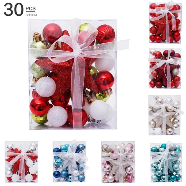 Sparkling 3cm Christmas Ball Ornaments Pack of 30 Illuminate Your Christmas