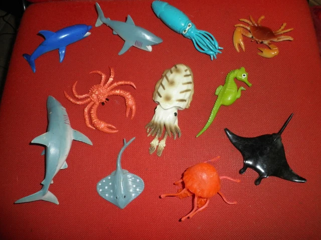LOTTO GIOCATTOLI PESCI E Animali Marini In Gomma Vintage EUR 10 90