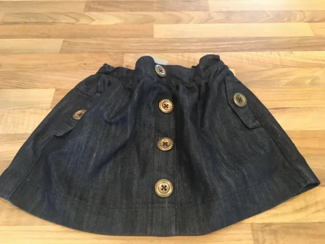 Bnwt Little Girls Dark Blue Denim Skirt With Big Buttons From Next Age 2-3 Years
