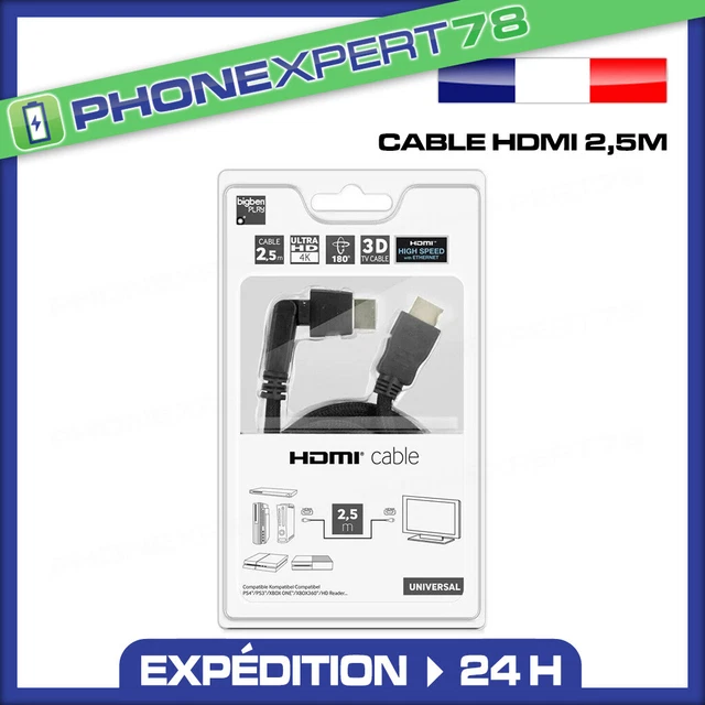 Cable Hdmi 2,5M Ultra Hd 4K Double Blindage A Tete Rotative