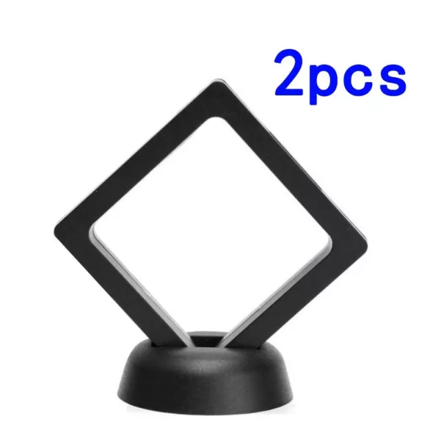Stylish Coin Frame Plastic Protection 3D Stand 90*90mm Black Decoration