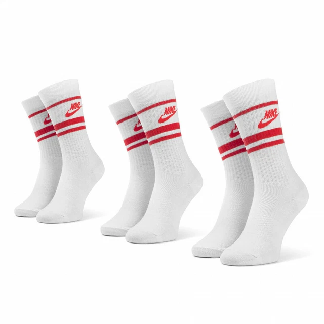3 Paires de Chaussettes Nike Everyday Essential Crew Stripe Blanc