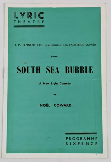 1956 Lyric Theatre London South Sea Bubble Noel Coward Program Shaftsbury Ave