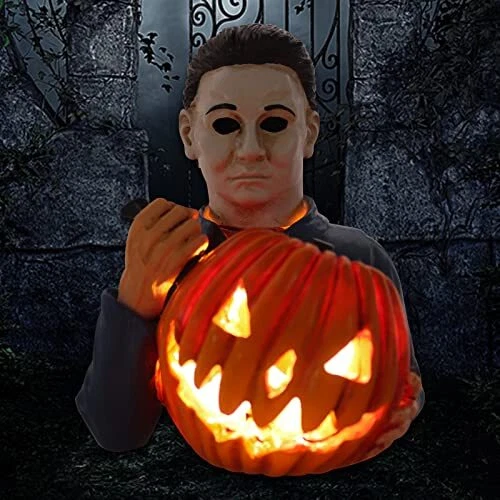 Halloween Michael Myers Statue with Pumpkin Sam Trick 'r Michael Myers (Led)