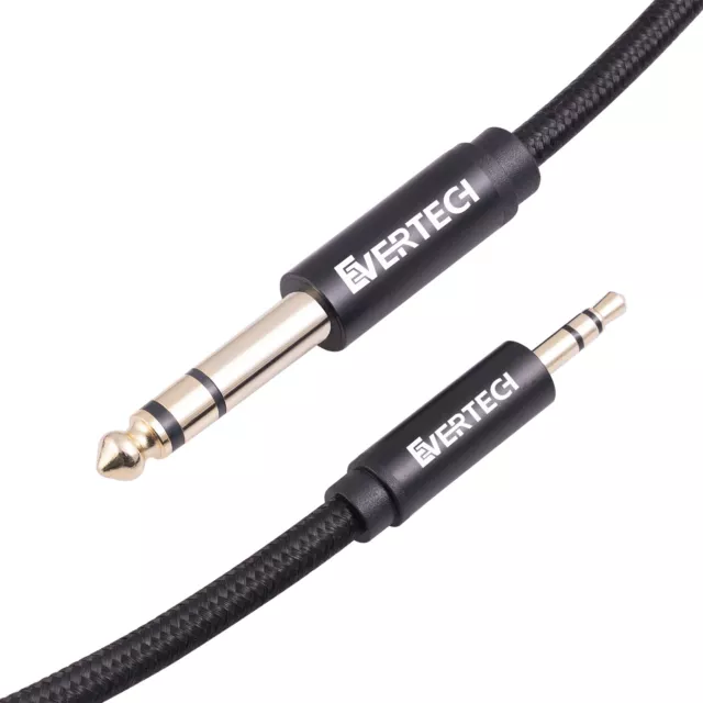 3.5mm to 6.35mm Stereo 6.5mm 1/4  inch Amplifier Guitar Fabric Cable Audio Lead 2