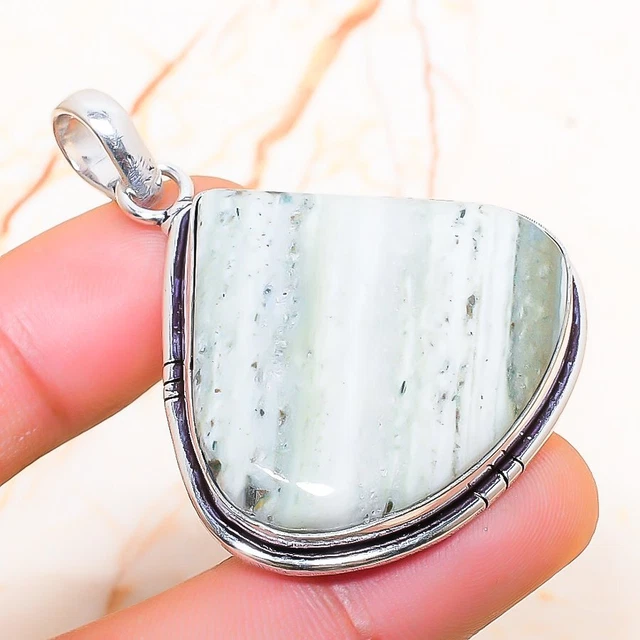 Swiss Green Opal Gemstone Handmade Gift Jewelry Pendant 1.77" F623