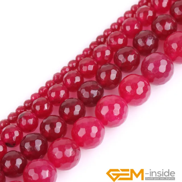 Plum Jade Gemstone Faceted Round Loose Spacer Beads For Jewelry Making 15"Strand