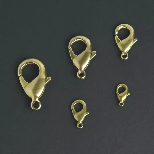 Solid Brass Lobster Claw Clasps Snap Jewelry Finding Fastener Hook 12-27mm