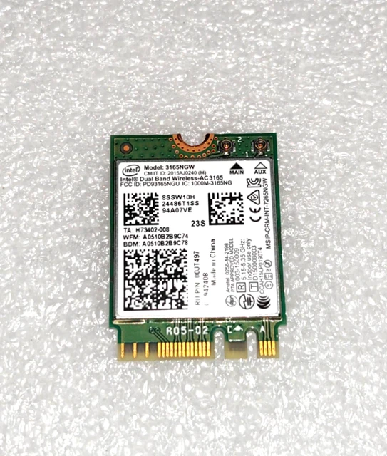 Carte WiFi Intel 3165NGW Pour PC Portable MSI GL62 6QF – Originale, Occasion