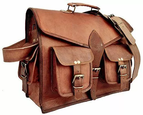 Vintage Sac Unisexe Femme Cuir Sac Bandoulière Sacoche Ordinateur Portable Sac