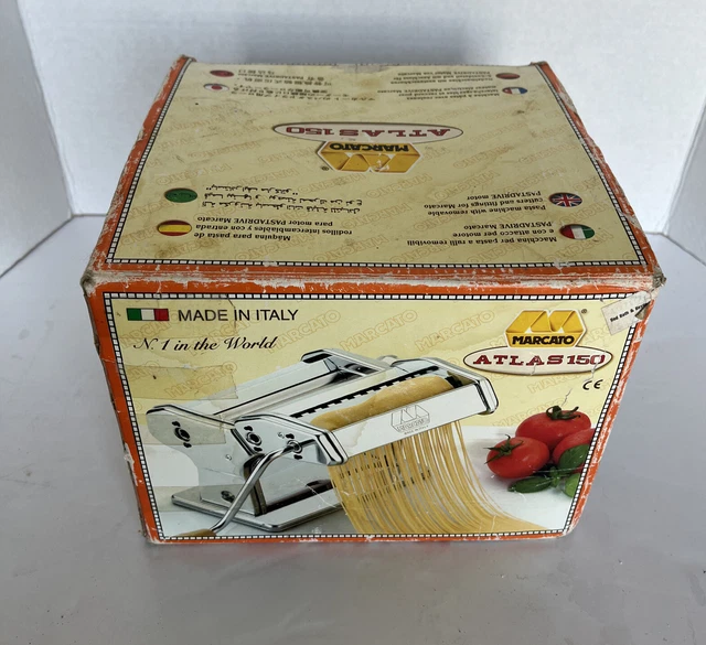 Marcato Atlas150 Pasta Maker Deluxe Hand Crank Machine W/Manual Made in Italy