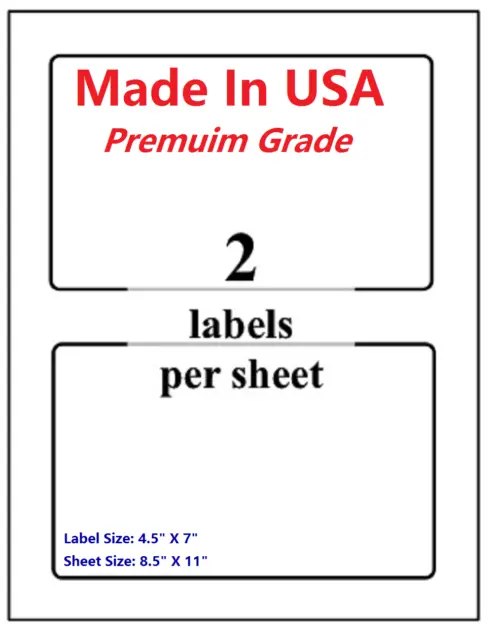 Premium Shipping Blank Labels-7" X 4.5"-Made in USA-Self Adhesive-8.5 x 11-Round