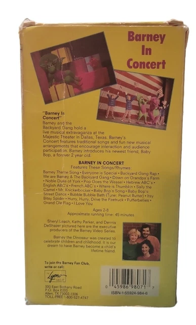 Barney Barney In Concert Vhs Sing Along 1991 Pbs Kids 90s Nostalgia Barney Barney In Concert Vhs Sing Along 1991 Pbs Kids 90s Nostalgia