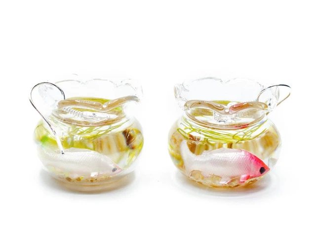 Goldfischglas Ohrringe Miniblings Hänger Goldfisch Fisch Aquarium gewellter Rand