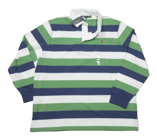 Polo Ralph Lauren Big & Tall Green Multi Stripe Classic Fit Rugby Polo Shirt