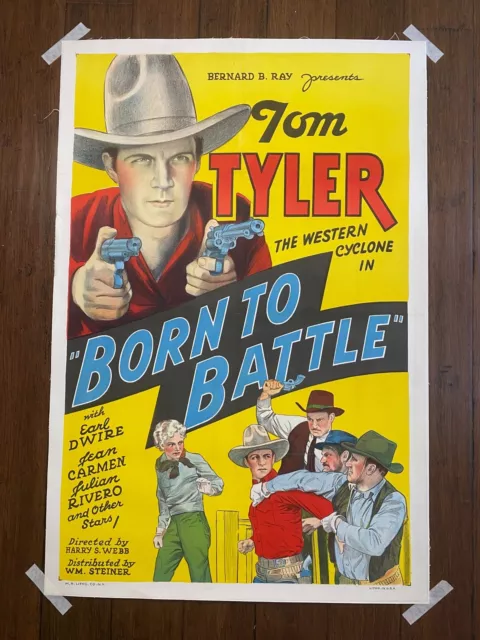 Born To Battle - Tom Tyler (1935) US One Sheet Western Movie Poster LB