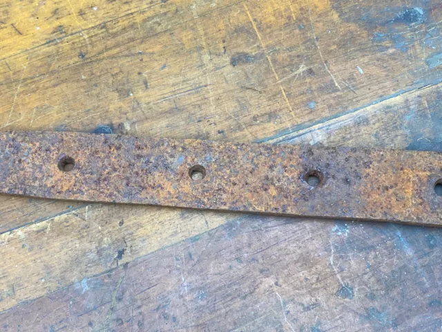 Antique 30"L Iron Strap Hinge w/ Spade Tip ~ Hand Forged Old Barn Door Hardware 5