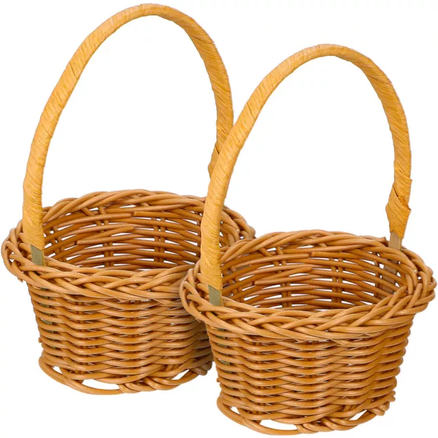 Mini Woven Rattan Baskets for Wedding, Dollhouse, Fruit, Picnic, Easter - 2pcs