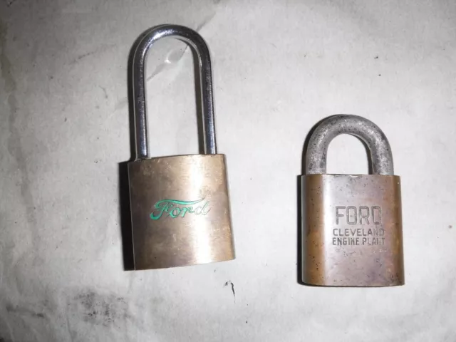 2 Best Ford Motor Cleveland Ohio engine plant Brass logo padlock lock no key