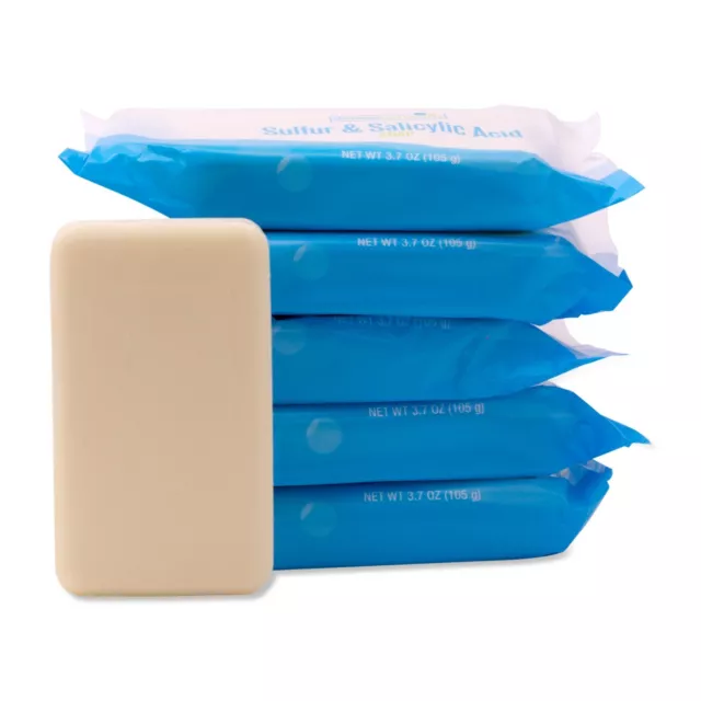 5 Pack - 10% Sulfur and 3% Salicylic Acid Bar Soap (3.7 oz) - DermaHarmony