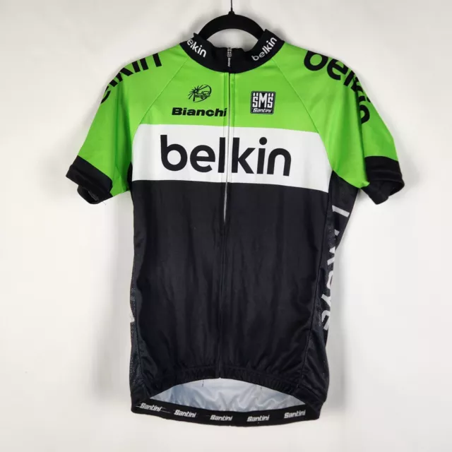 Santini Belkin Team UCI World Tour Jersey Size L Green Black Cycling Top Zip