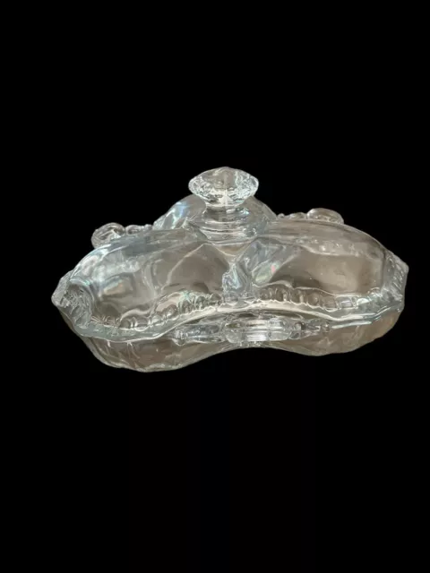 Cambridge Glass  ROSE POINT w LID Dish 3 Section Candy Relish Vintage Rare