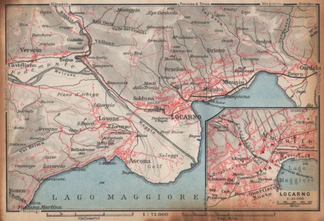 LOCARNO area. Losone Gordola Muralto Brione. Switzerland Suisse Schweiz 1938 map