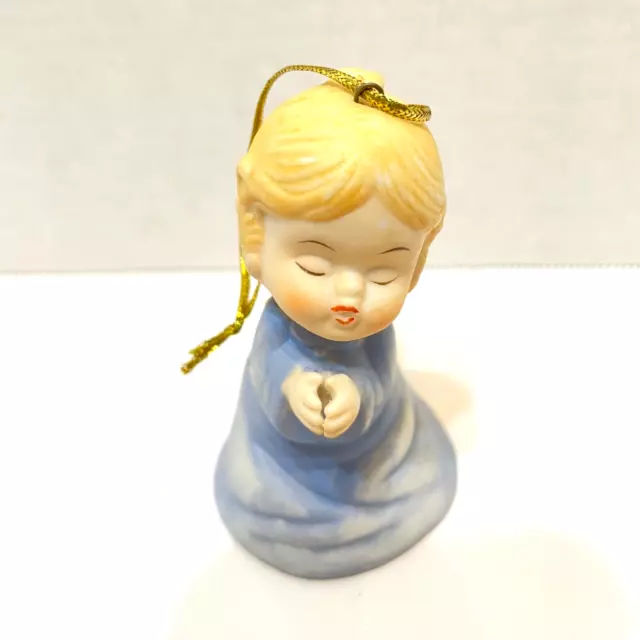 Vintage Giftco Morehead Bisque Porcelain Praying Angel Bell Hand Painted 3.25"