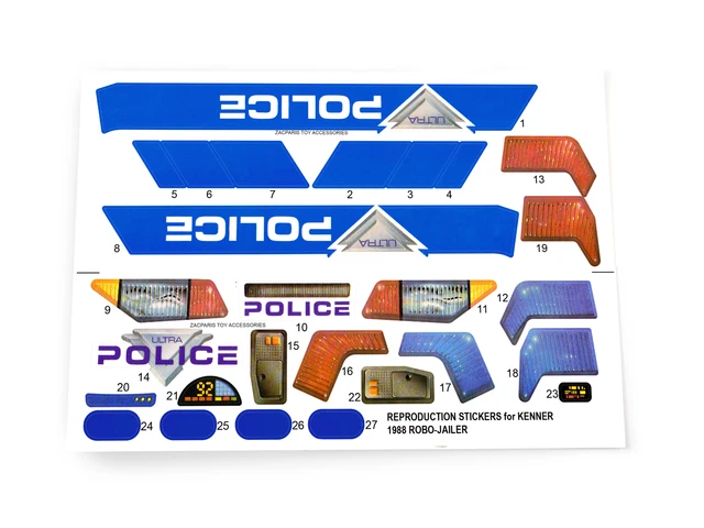 Jailer Sticker REPLACEMENT STICKERS FOR ROBOCOP ULTRA POLICE ROBO JAILER Kenner $9.00 ...