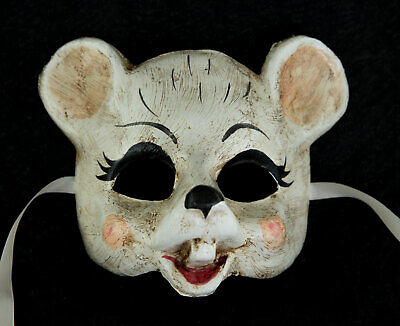 Mask from Venice Mouse White Paper Mache for Small Face 1732 V12