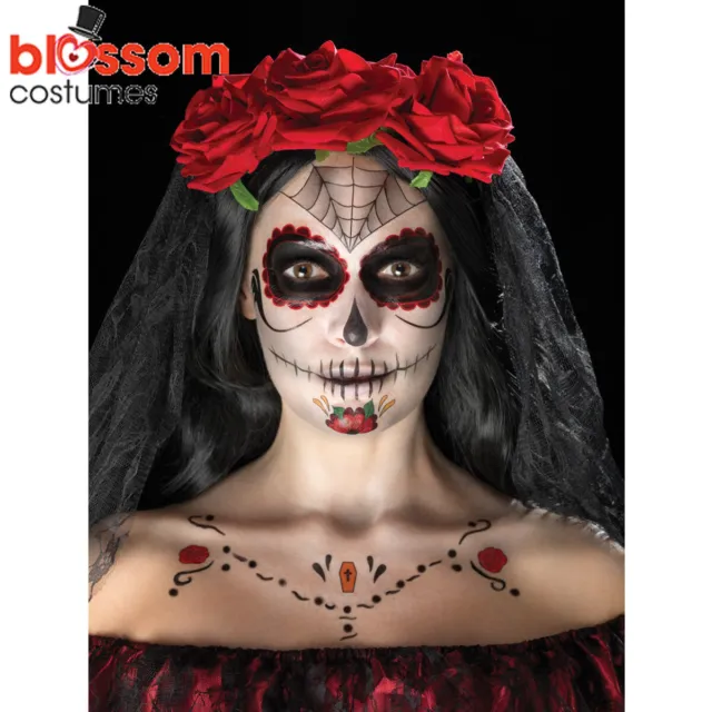 AC179 Day of the Dead Temporary Face Tattoo Set Sheet Costume Sugar Skull Makeup