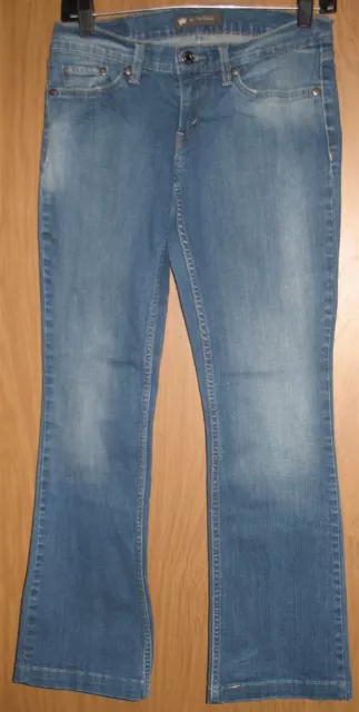 Womens 27x32 Levi's 524 Too Superlow Distressed Vintage Wash Denim Jeans