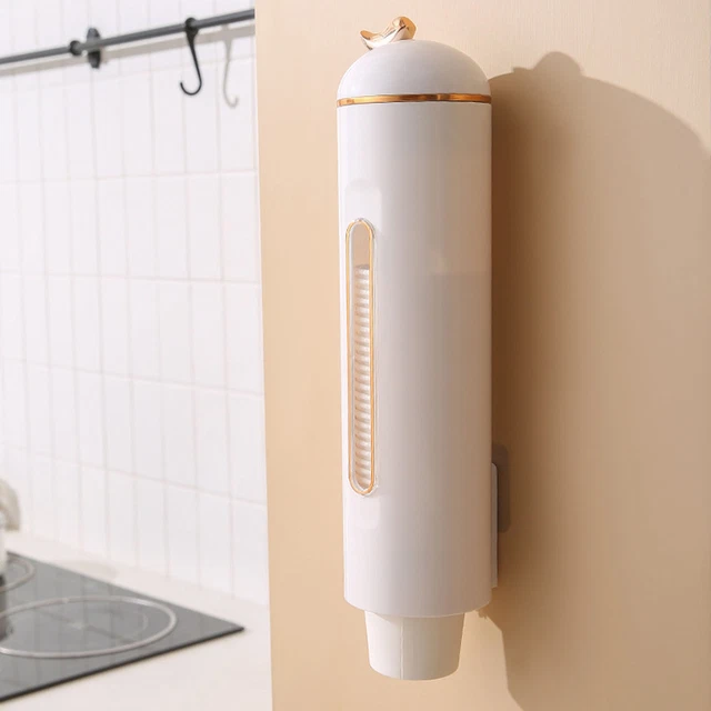(White)Paper Cup Dispenser Pull Type Dispense Abs Pet I Water Cup Dispenser