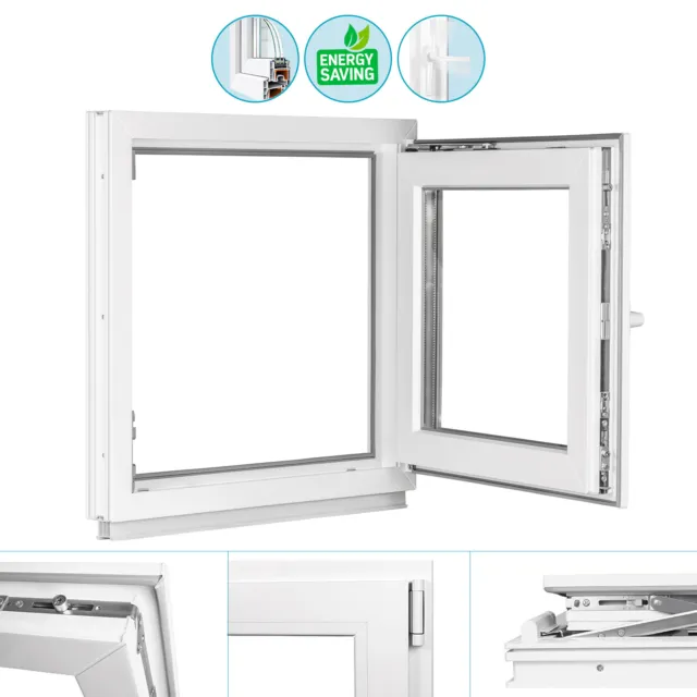 Ventana de sótano ventana plástico 2 compartimentos acristalamiento inclinación giratoria BLANCA - comodidad