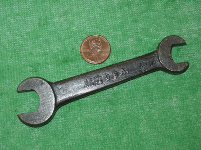 VINTAGE  FORD U.S.A. WRENCH = 7/16" x 1/2" OPEN END COMBINATION WRENCH USA MADE