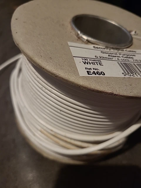 Approx 90m White 4 Core Security Signal General Alarm Cable Electrovision E460