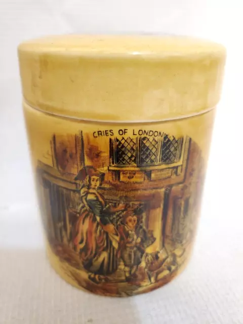 Vintage Crown Devon Cries Of London Porcelain Storage Jar 1930s 3.5" England 8oz