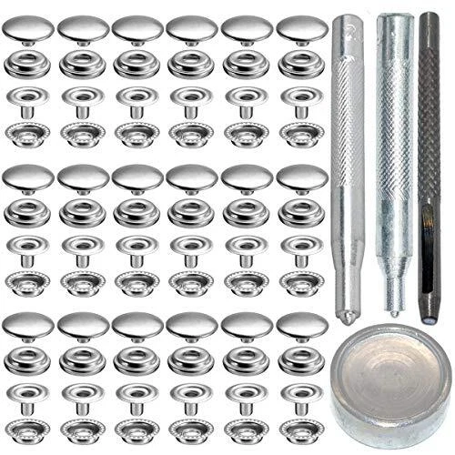 72pcs 15MM Stainless Steel Fastener Snap Press Stud Button for Marine Boat Ca...