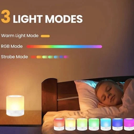 Lampada Touch, Led Da Comodino - Usb, Notturna, Portatile, Ricaricabile, Rgb Led 4